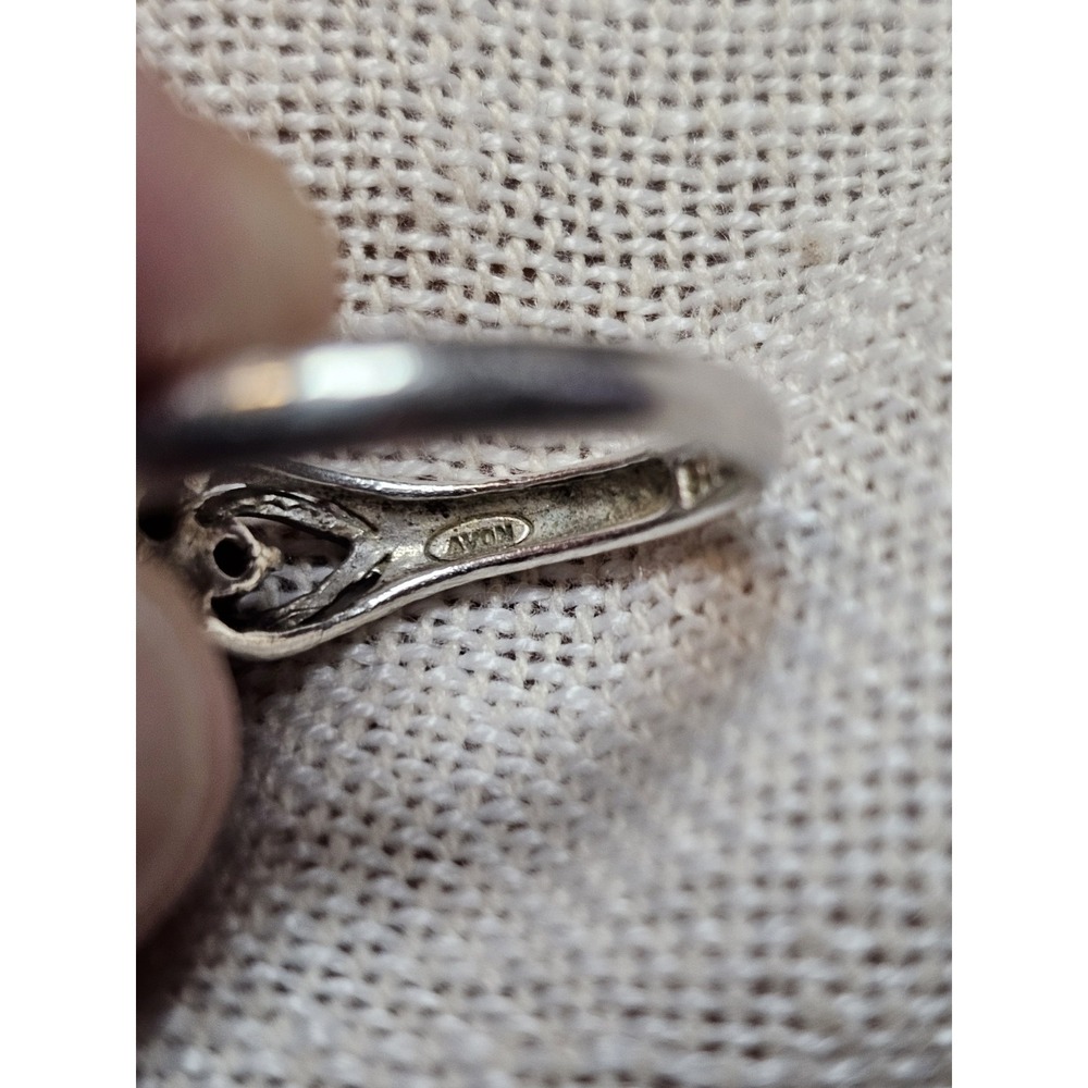Vintage 925 Silver Ruby Cubic Zirconia Avon Heart Fashion Ring - Picture 7 of 7